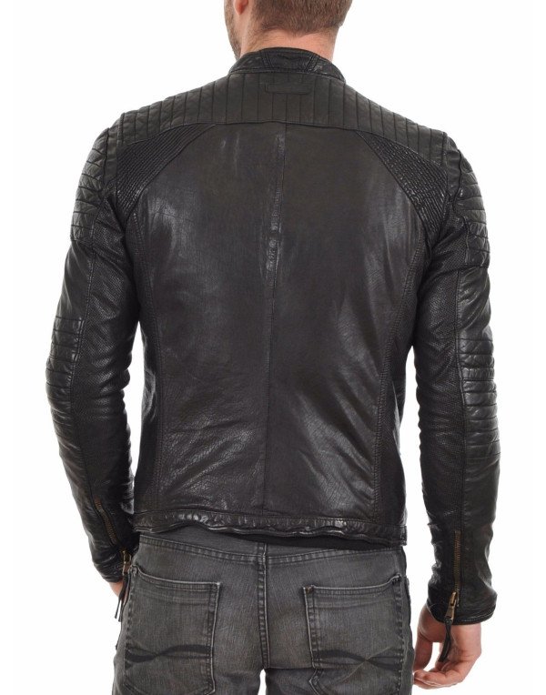 Mens Leather Motorcycle Jacket, Supersoft Lambskin Genuine Leather JK18